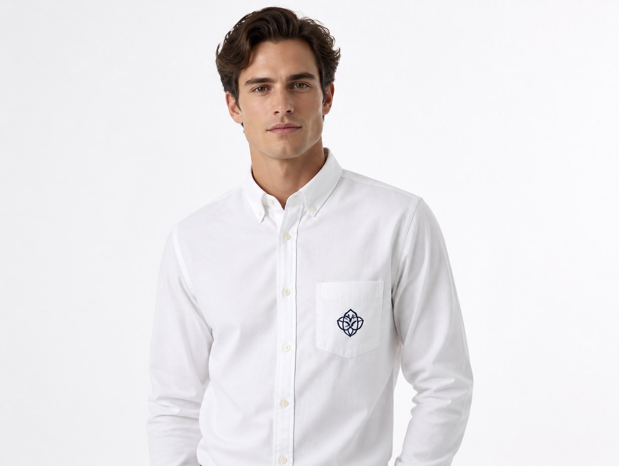 AI-generated white button-up shirt mockup sample