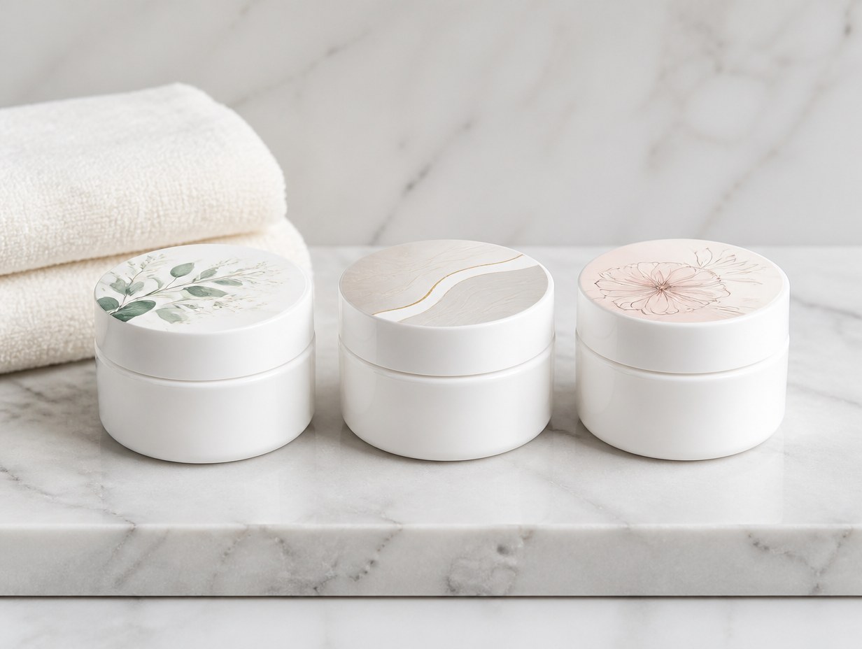 White Cream Jar Set mockup example