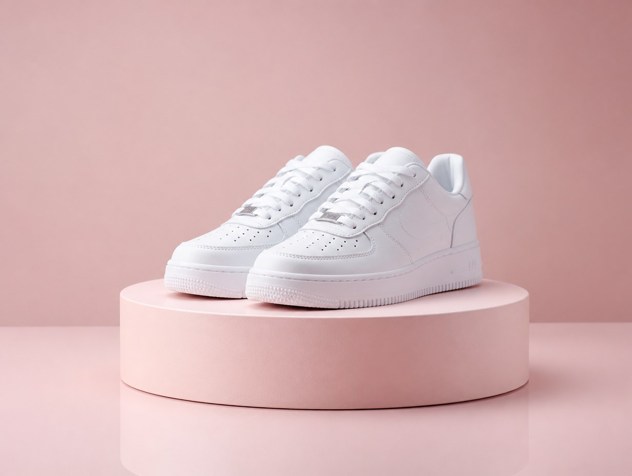 AI-generated white sneakers mockup sample