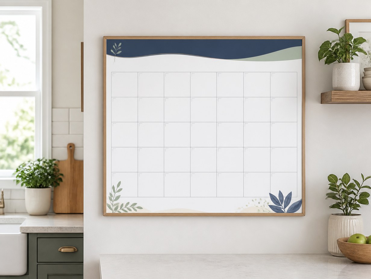 AI-generated whiteboard calendar mockup sample