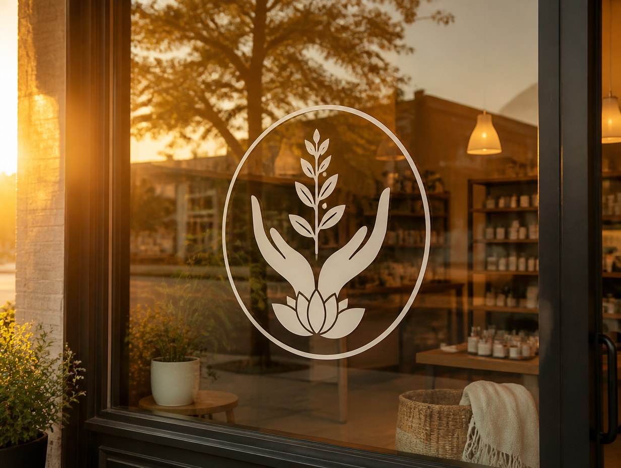 AI-generated window cling mockup sample