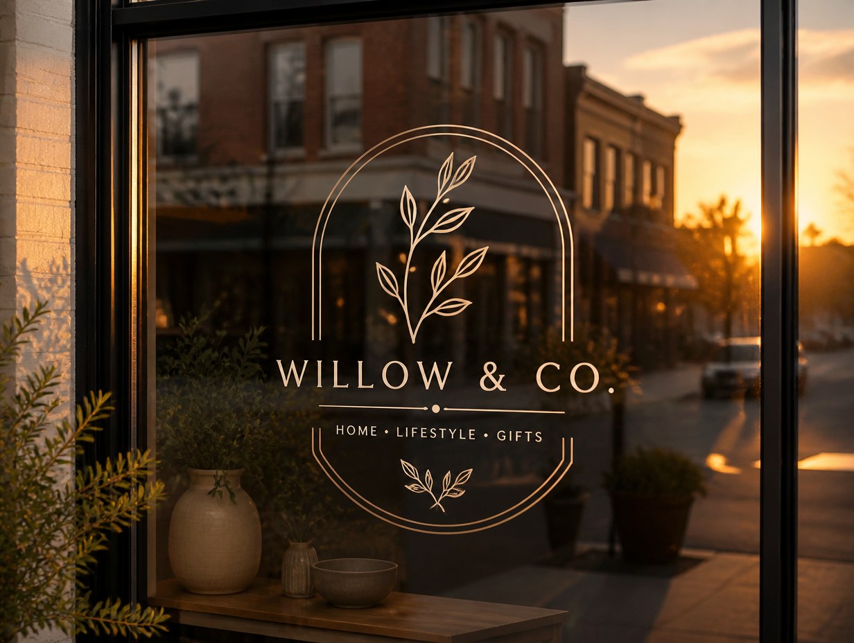 AI-generated window decal mockup sample
