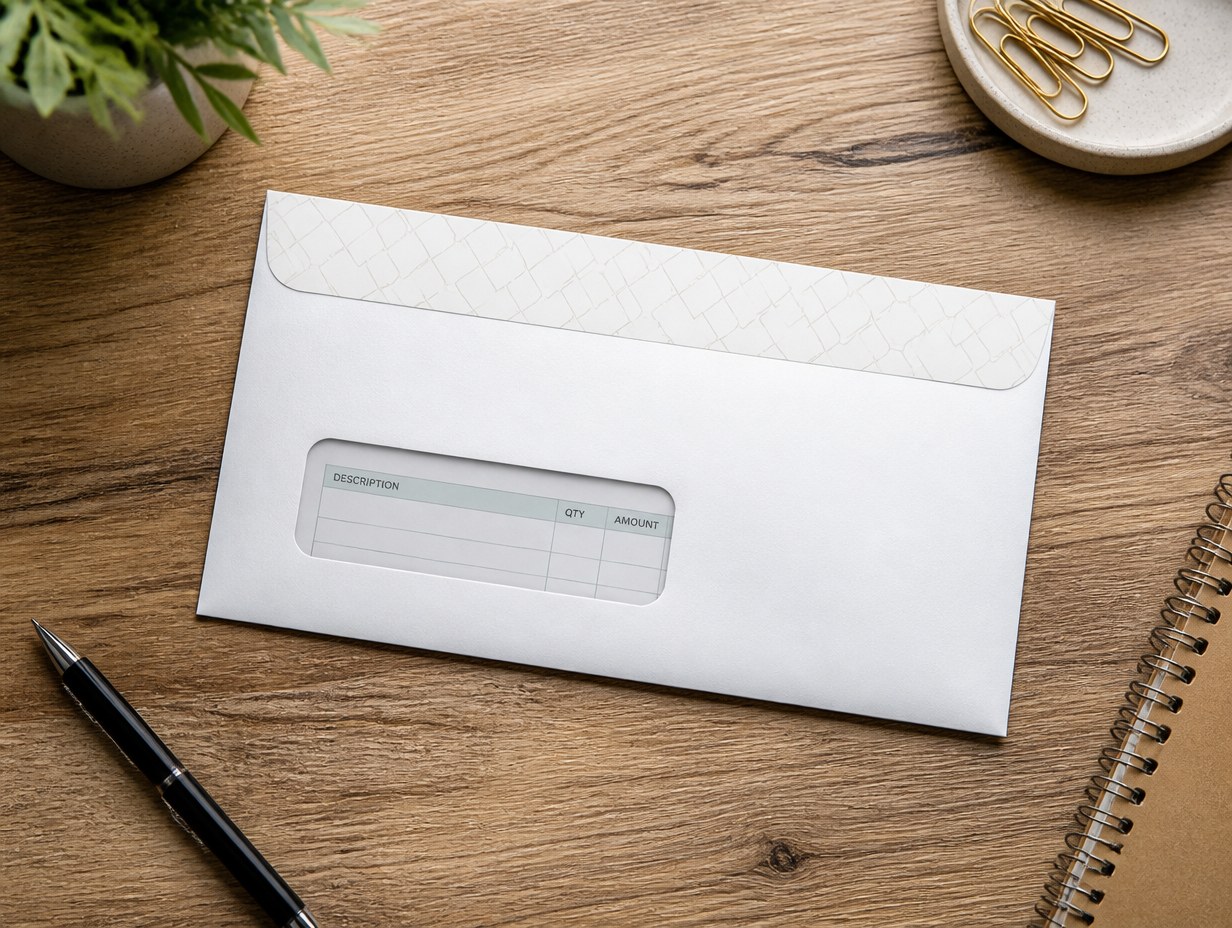 AI-generated window envelope mockup sample