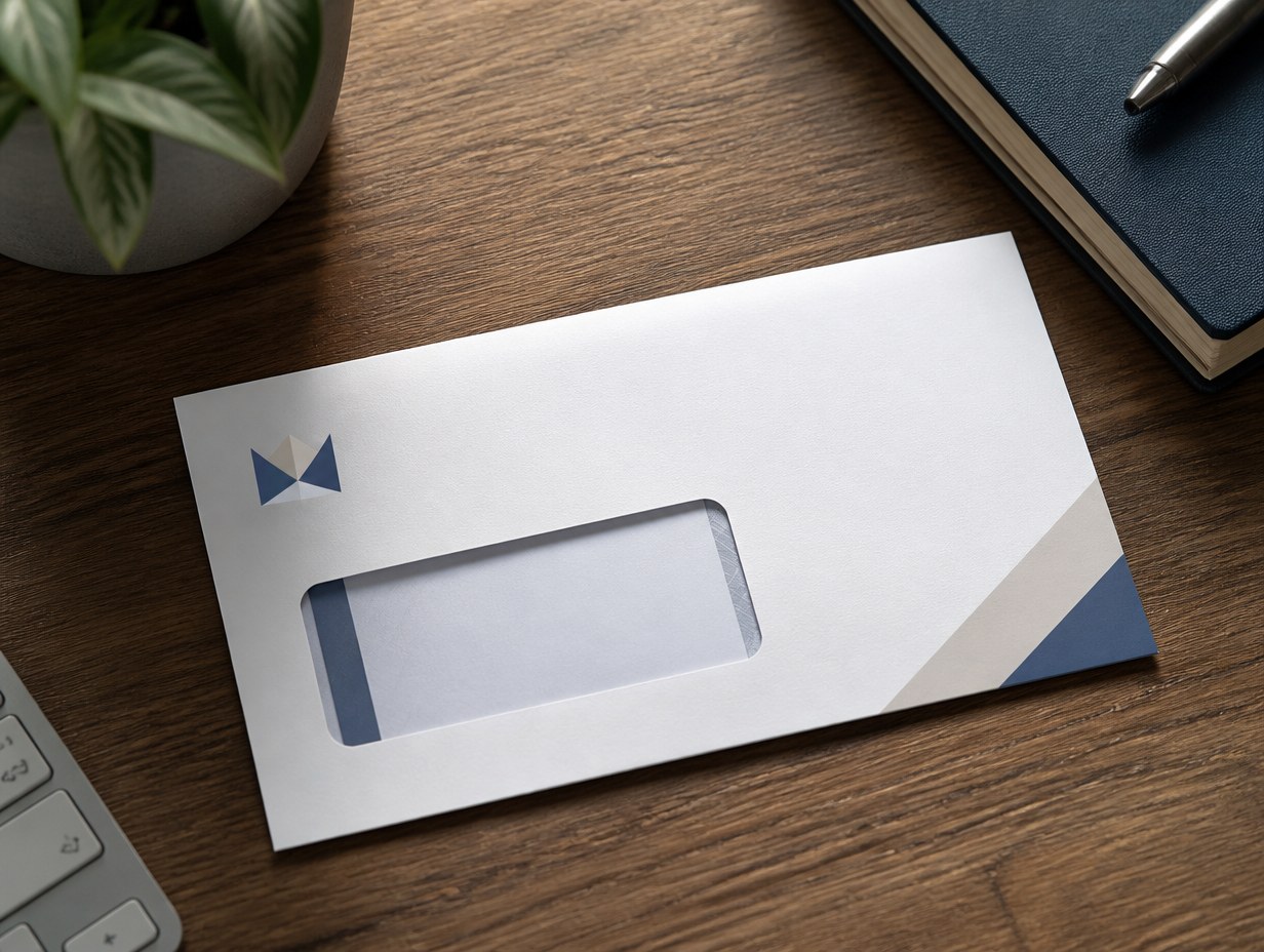 AI-generated windowed envelope mockup sample