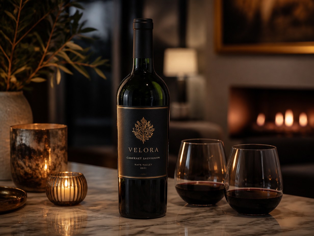 AI-generated wine bottle label mockup sample
