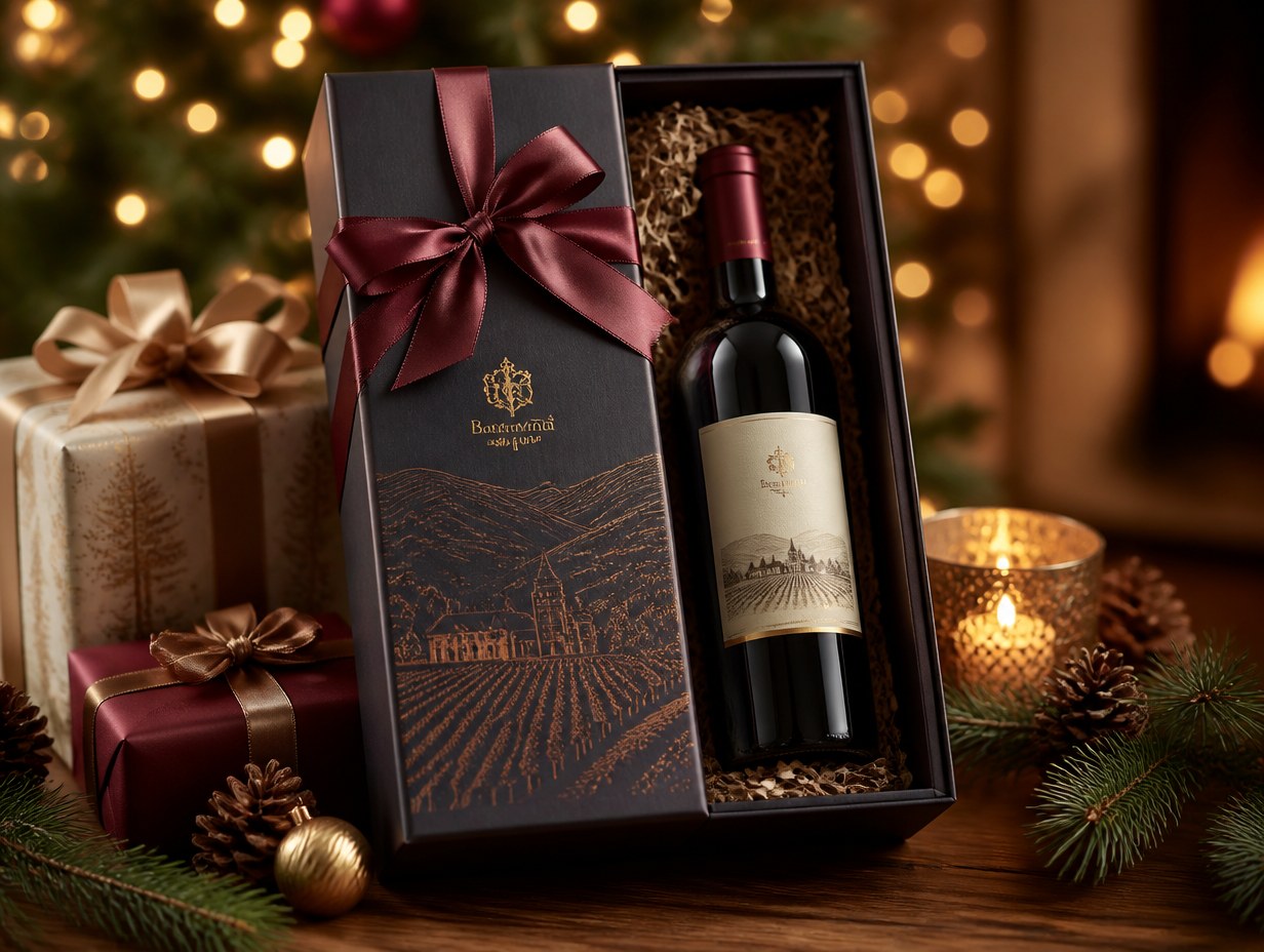 AI-generated wine gift box mockup sample