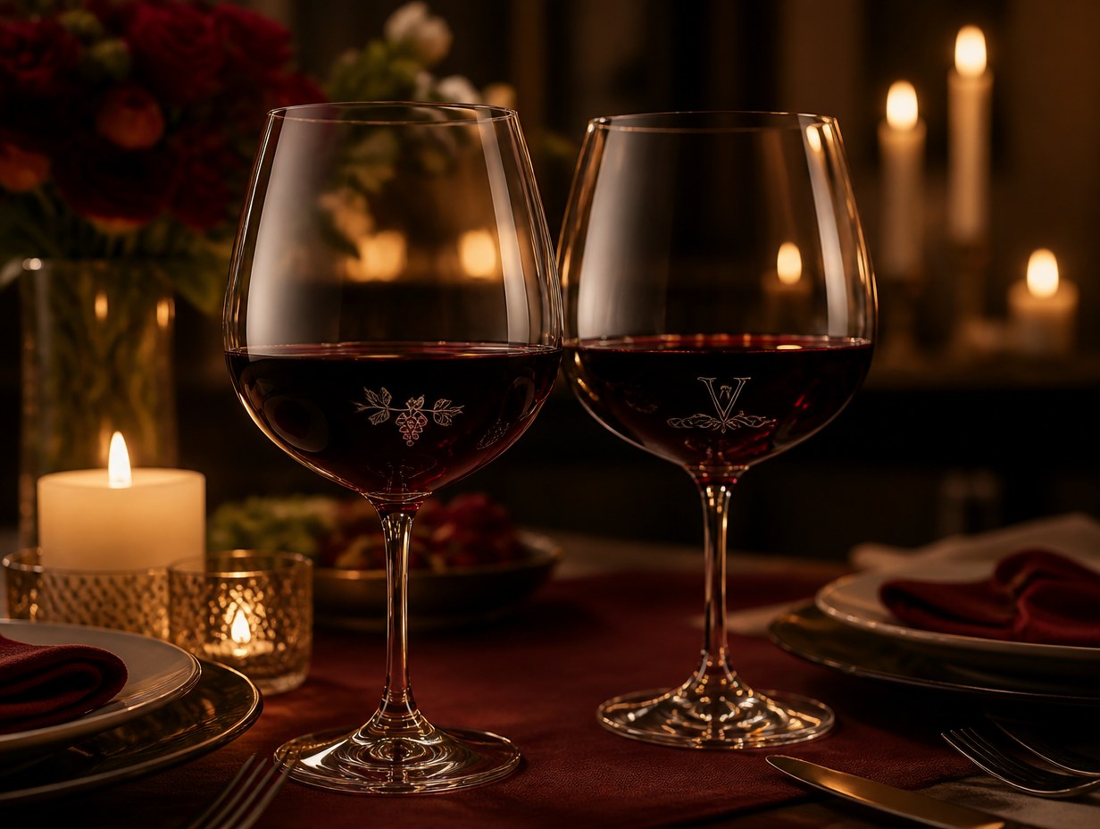 AI-generated wine glass set mockup sample