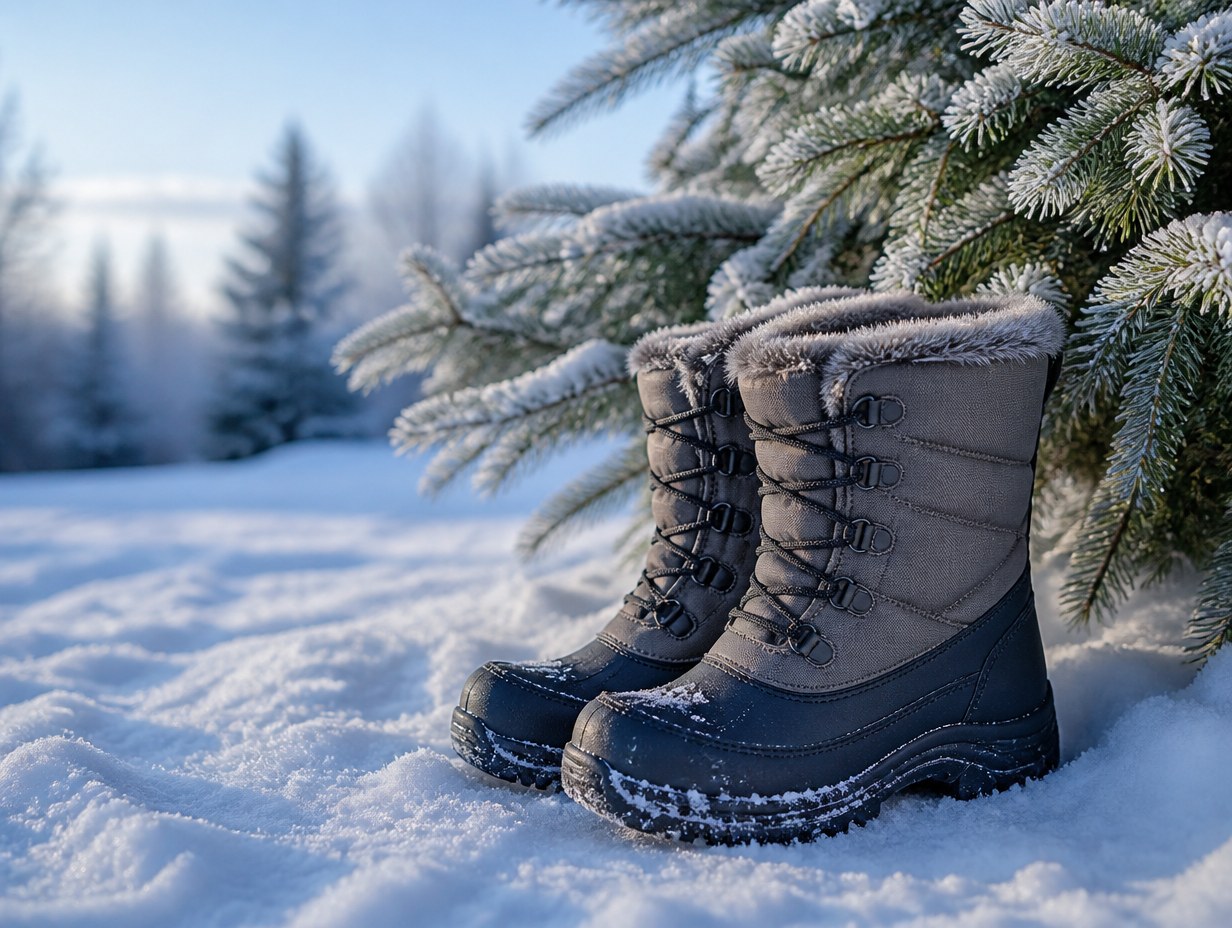 AI-generated winter boots mockup sample