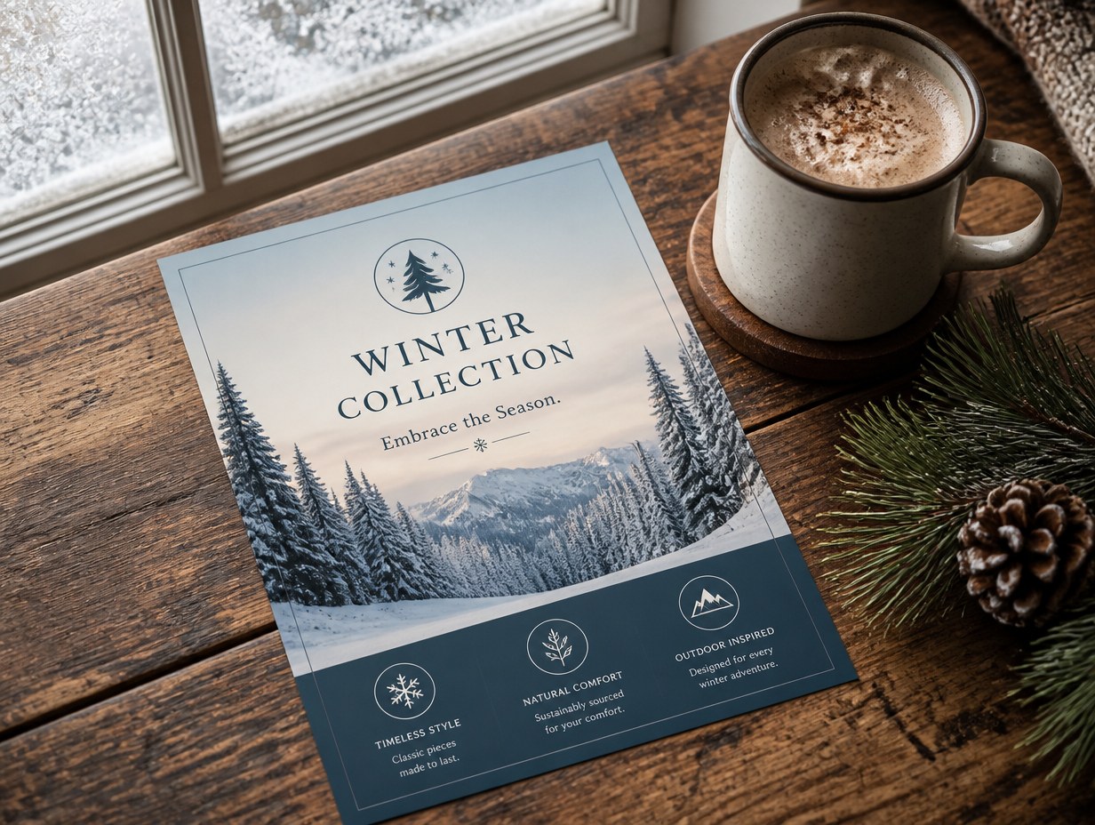 AI-generated winter flyer mockup sample