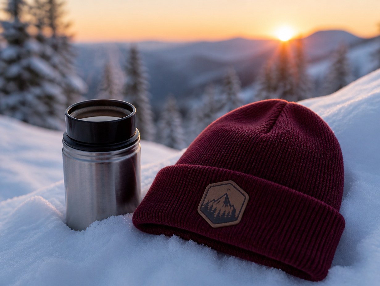 AI-generated winter hat mockup sample