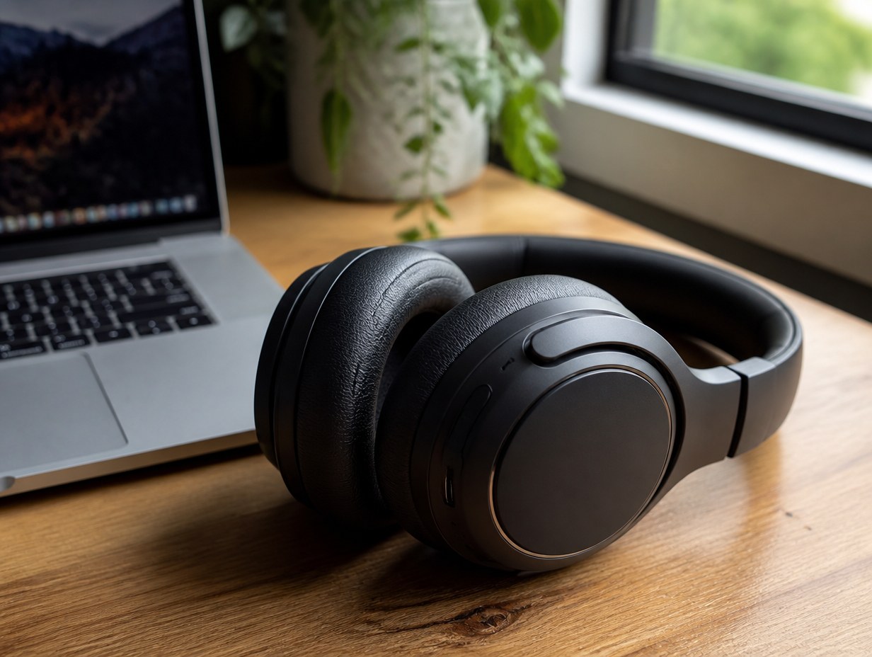 AI-generated wireless headphones mockup sample