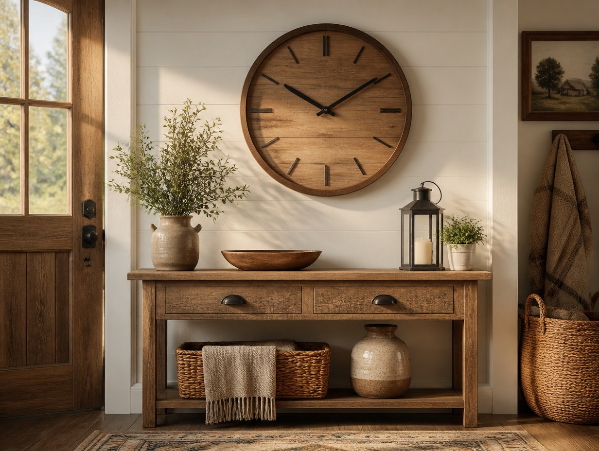 AI-generated wooden wall clock mockup sample
