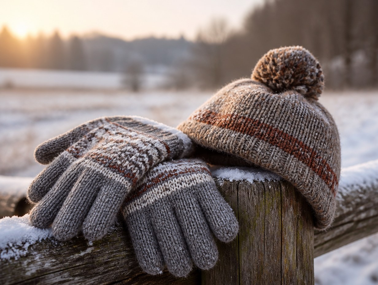 AI-generated wool gloves mockup sample