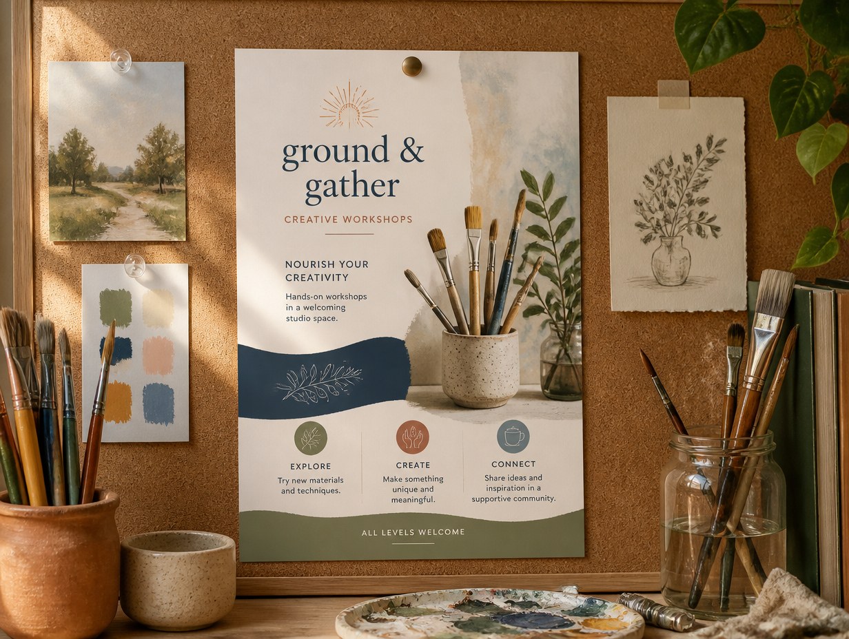 AI-generated workshop flyer mockup sample