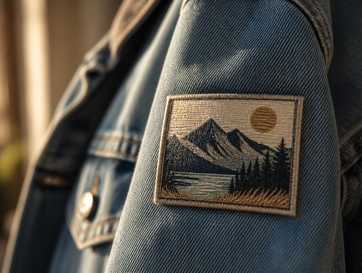 AI-generated woven patch mockup sample