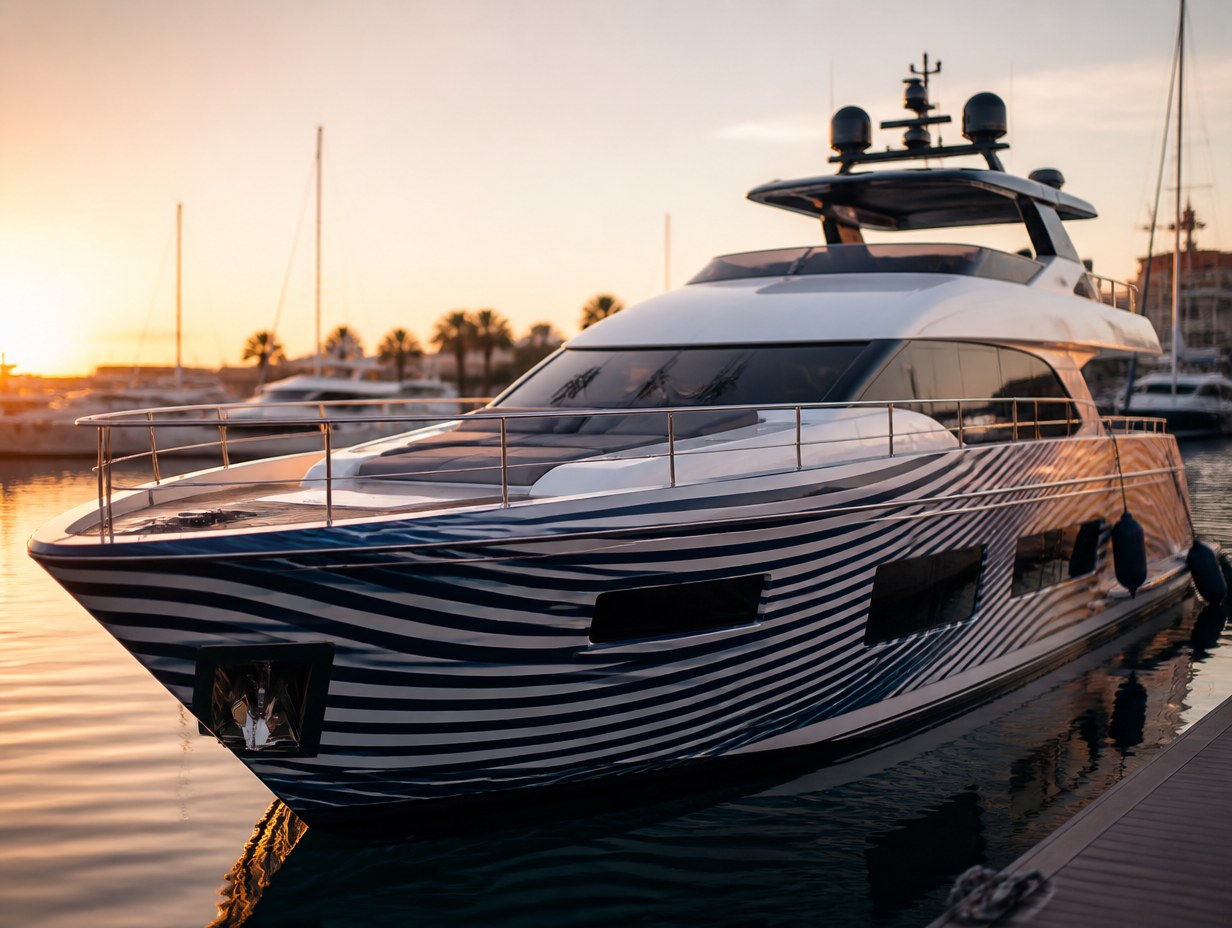 AI-generated yacht wrap mockup sample
