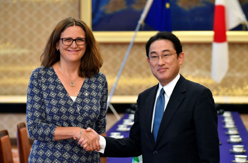 Japan, EU press ahead on free trade pact to counter U.S. protectionism Japan, EU press ahead on free trade pact to counter U.S. protectionism