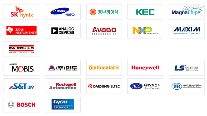 ▲ QRT에게 다양한 종류의 부품신뢰성 검증을 맡기고 있는 기업들 (QRT 홈페이지 캡처)