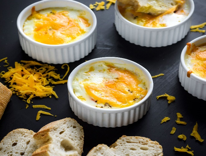 Simple Shirred Eggs With Cheddar Cheese Recipe