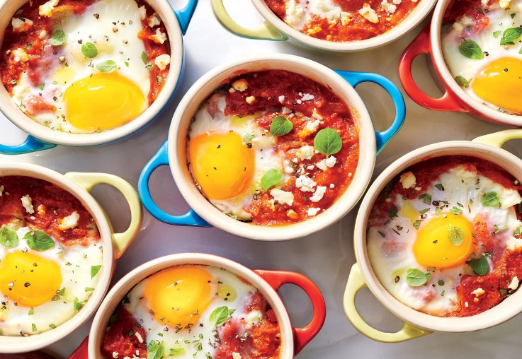 Shirred Eggs with Marinara and Feta Recipe | Cooking Light
