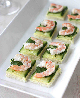 Get the Shrimp, Cucumber And Curry Cream Cheese CanapÃ©s recipe from Cookin' Canuck