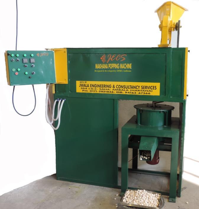 Makhana processing machine developed in 2013 in collaboration with ICAR and CIPHET, Ludhiana 