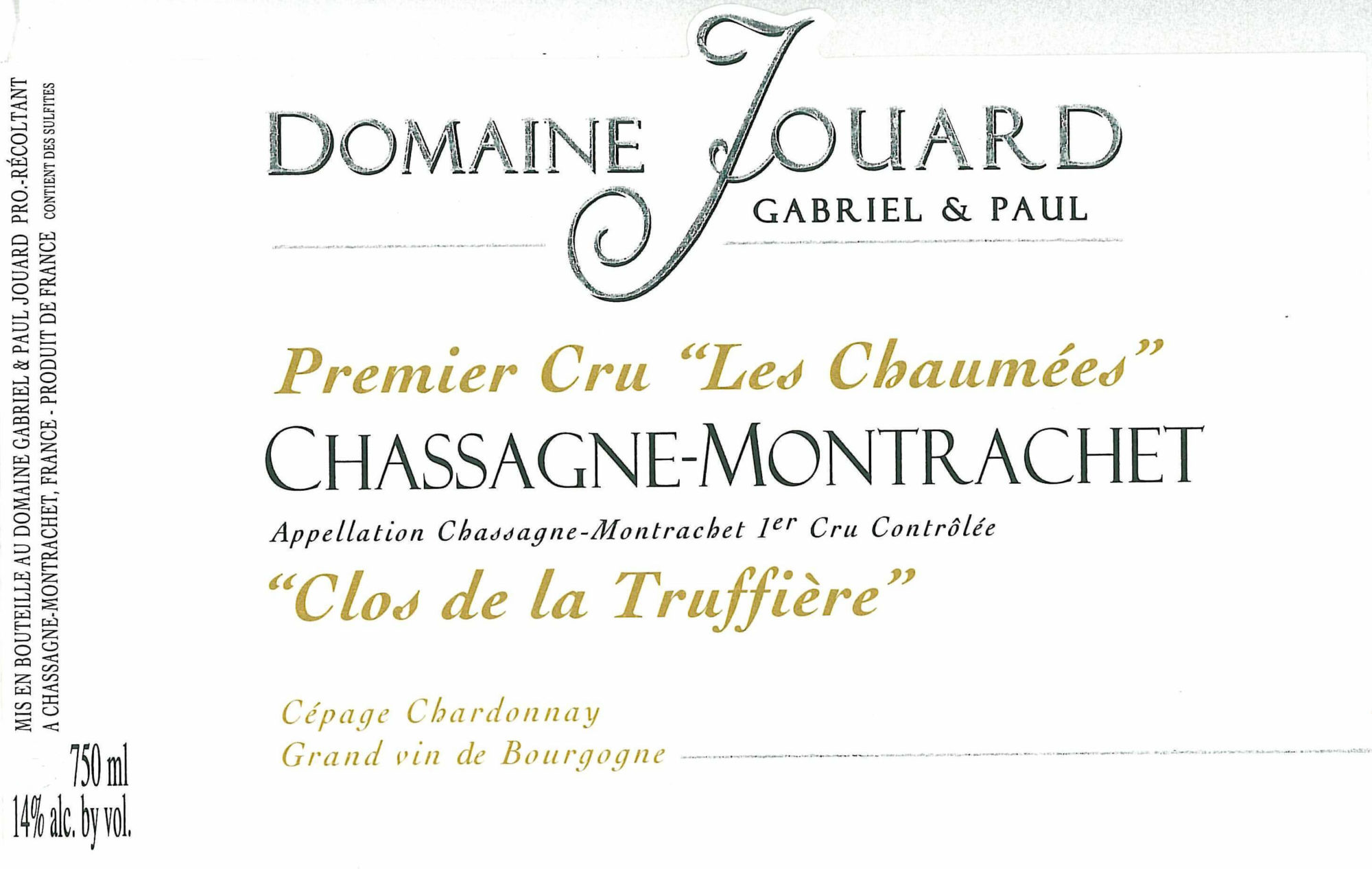 Paul Jouard Chassagne-Montrachet Chaumees Clos de la Truffiere Premier Cru