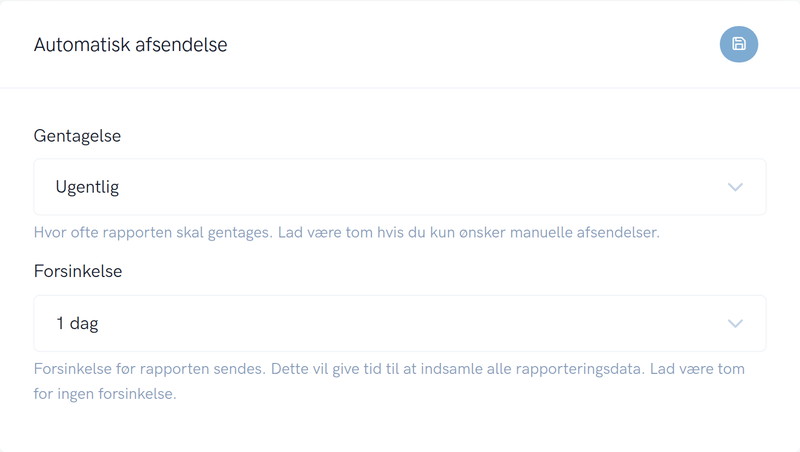 Eksempel på opsætning af automatisk afsendelse