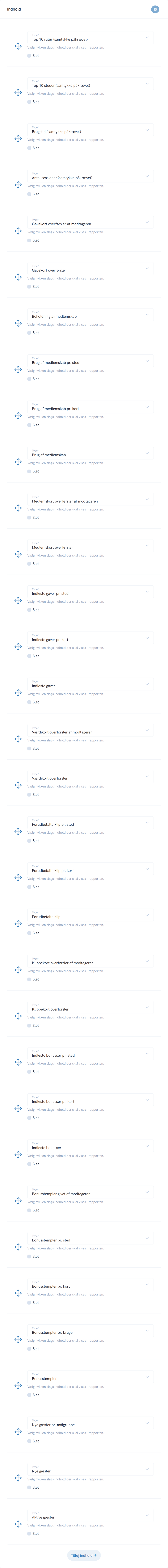 Eksempel på indhold for en rapport