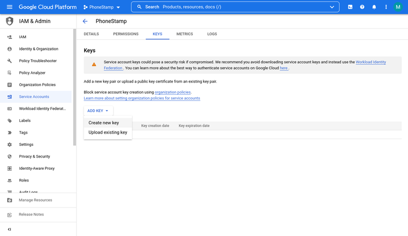 google-cloud-service-account-keys
