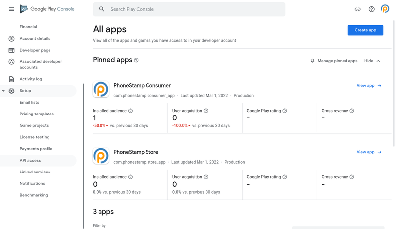 google-play-api-access-menu