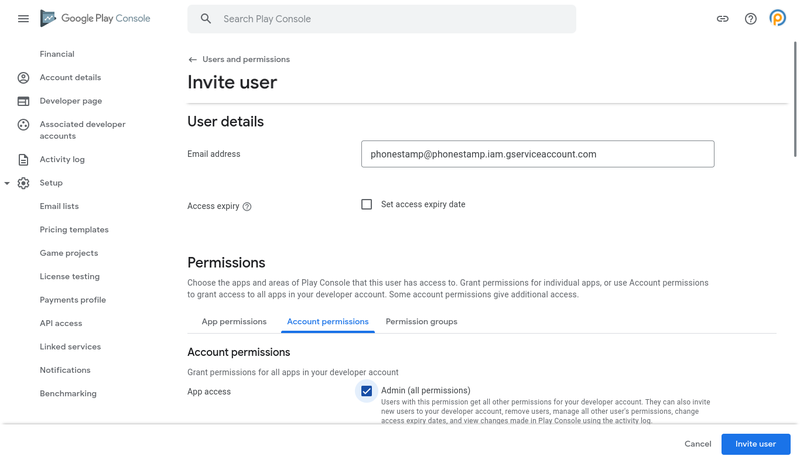 google-play-service-account-invite-user