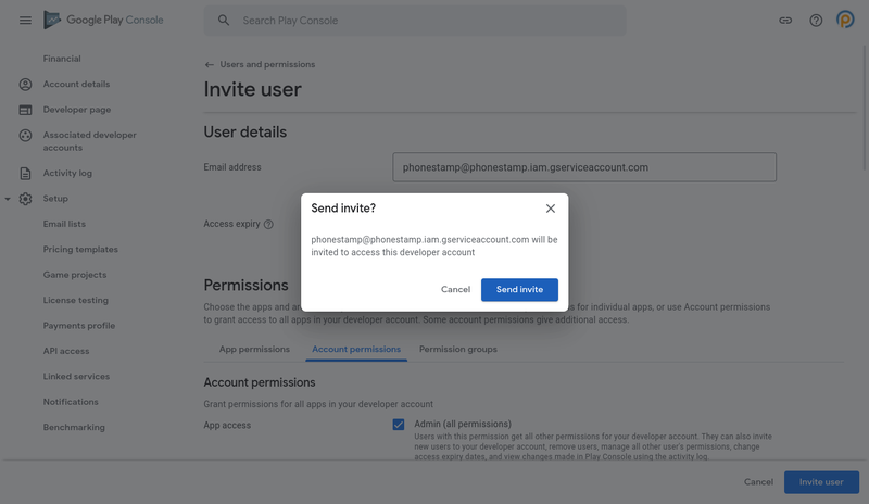 google-play-service-account-send-invite