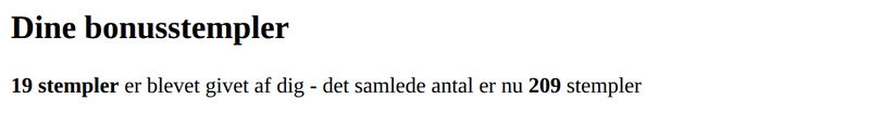 Eksempel på bonusstempler givet af modtageren i en rapport