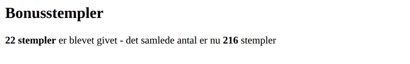 Eksempel på bonusstempler i en rapport