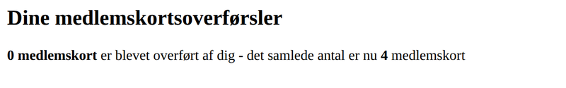 Eksempel på medlemskort overførsler af modtageren i en rapport