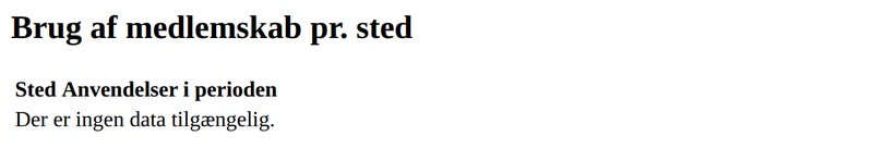 Eksempel på brug af medlemskab pr. sted i en rapport