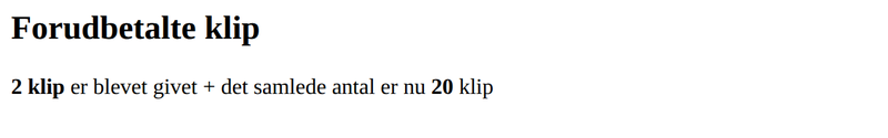 Eksempel på forudbetalte klip i en rapport