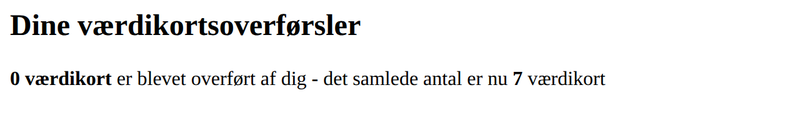 Eksempel på værdikort overførsler af modtageren i en rapport