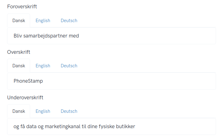Eksempel på tekster over billedet på din hjemmeside