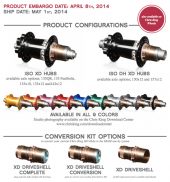 , 2014 2015 Chris King – SRAM XD Driver Hubshells.  1x XX1 X01 compatible