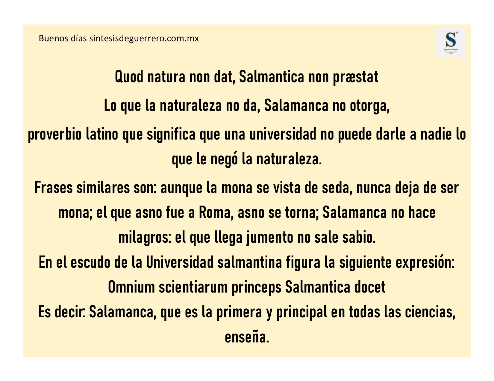 Buenos días. Salamanca - Noticias del Estado de Guerrero | Síntesis de  Guerrero