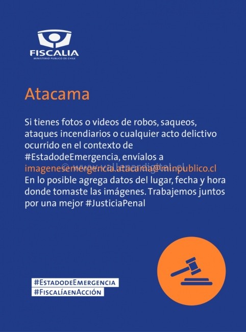 Fiscalía llama a denunciar delitos de robo y crea  correo electrónico para motivar aporte de fotos y videos