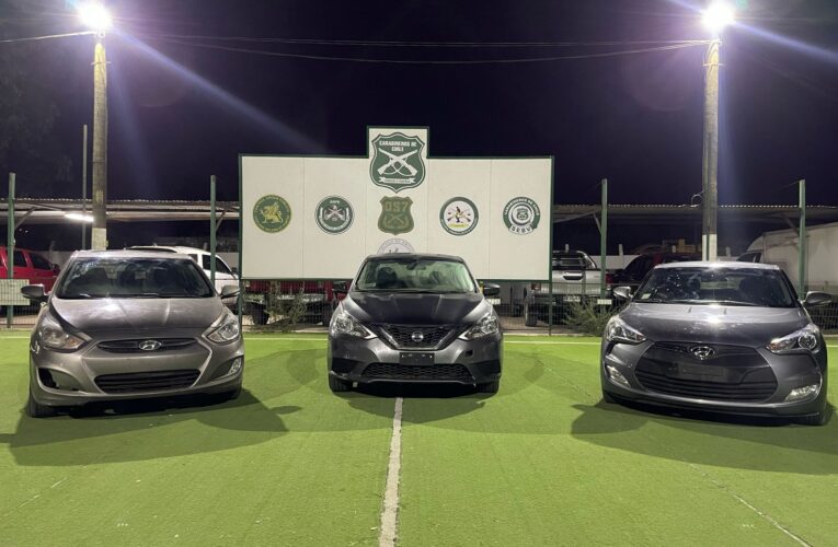 Operativo Binacional de recuperación de vehículos deja tres detenidos y seis autos con encargo incautados en Atacama