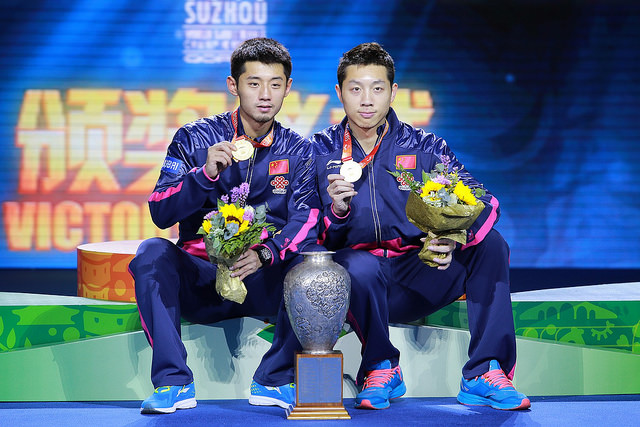WTTC 2015: Men's Doubles World Champions Zhang Jike and Xu Xin - by courtesy of ITTF