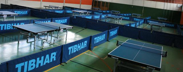 Nebenhalle der TIBHAR Arena Oberboihingen (Stuttgart) bei den Internationalen TT-NEWS Open