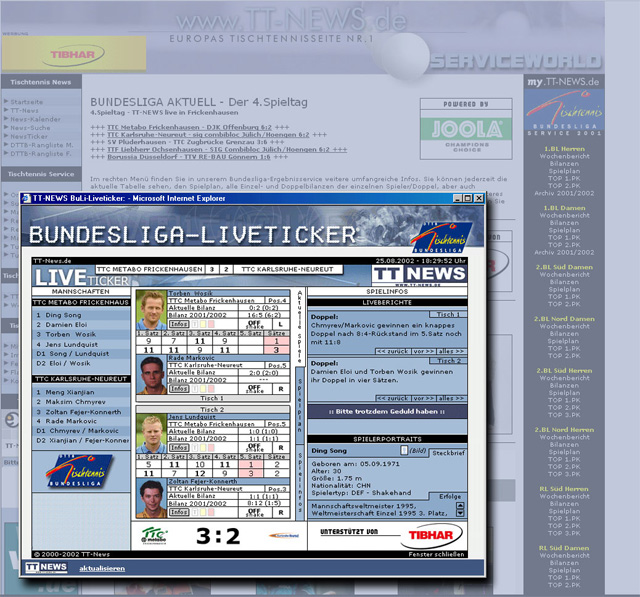 Tischtennis Bundesliga Liveticker TTC Frickenhausen - TTC Karlsruhe-Neureut