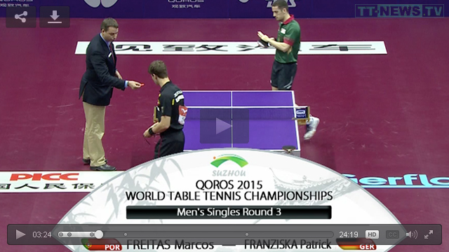 WTTC 2015: Marcos Freitas vs. Patrick Franziska