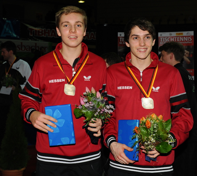 NDM 2014: Siegerehrung Herren-Doppel, Dominik Scheja und Julian Mohr