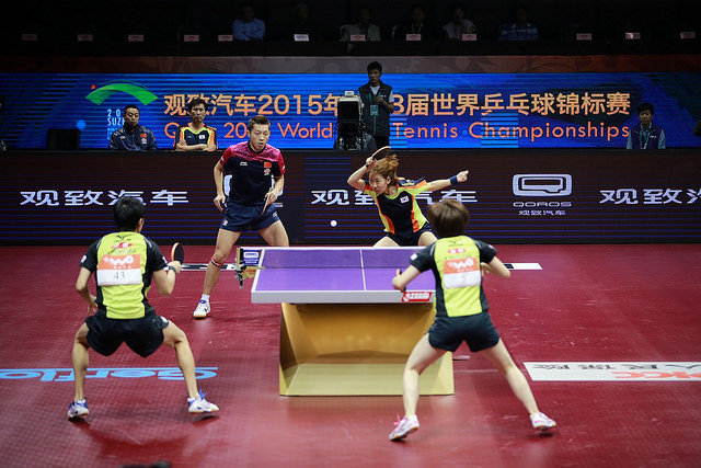 WTTC 2015: Mixed Doubles World Finals, Xu Xin / Yang Haeun vs. Maharu Yoshimura / Kasumi Ishikawa - by courtesy of ITTF